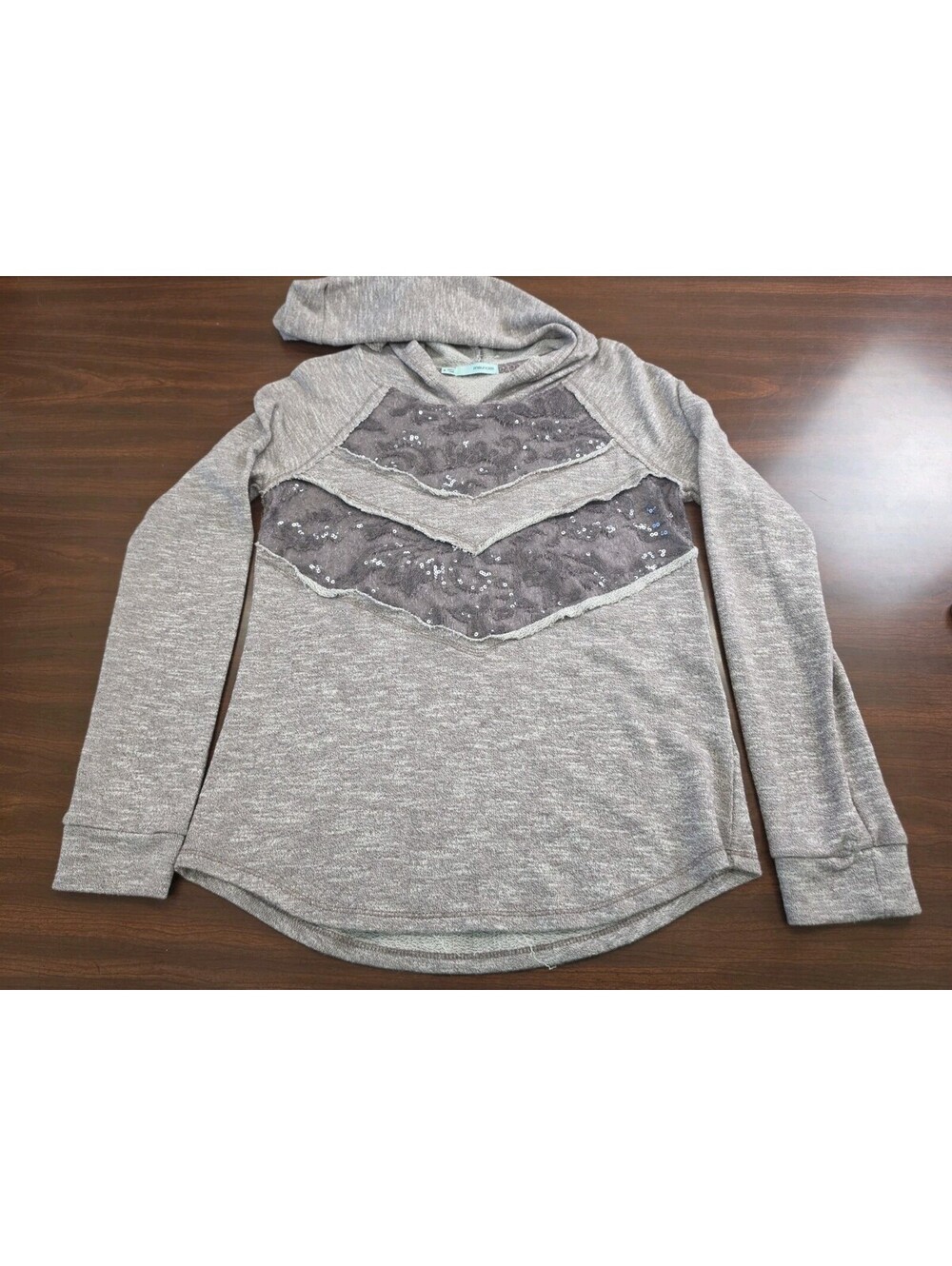 Maurices Small Lavendar Sequin Lace Hoodie Sweathshirt Pullover Lounge Luxe